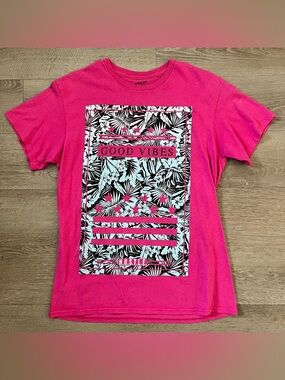 Good Vibes Graphic Tee - Pink Kids Short Sleeve Shirt